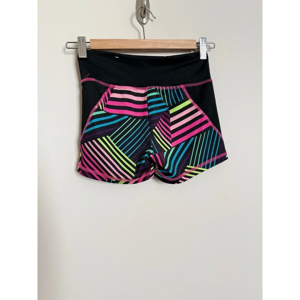 Justice Active Shorts Size 10 Neon Geometric Athletic Workout Gym Dance Shorts